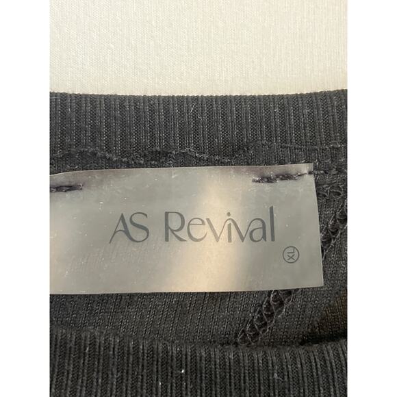 AS Revival Light Weight Crop CutOut Pullover Long Sleeve Sweatshirt Black Sz XL - Picture 5 of 5
